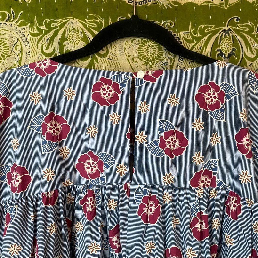 Carleen x Anthropologie Floral Michel Tent Tunic Midi Dress Size Extra Small - Picture 12 of 16